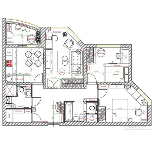 Дизайн - проект трёхкомнатной квартиры площадью 80 кв. 09