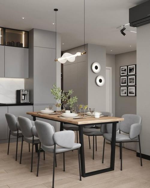 Как вам такая кухня - гостиная в светлом оформлениии. 01