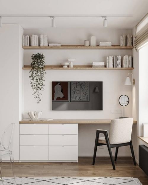 Интересный проект, который включает в себя прихожую и кухню - гостиную. 03