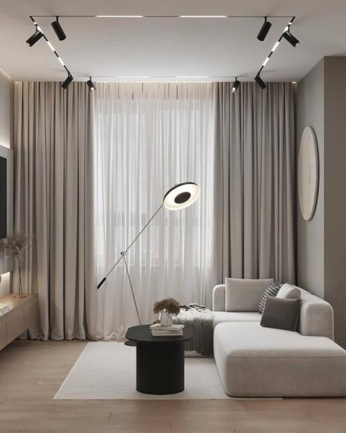 Как вам такая кухня - гостиная в светлом оформлениии. 07