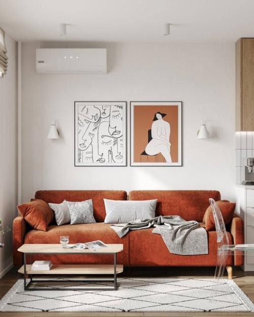 Интересный проект, который включает в себя прихожую и кухню - гостиную. 02