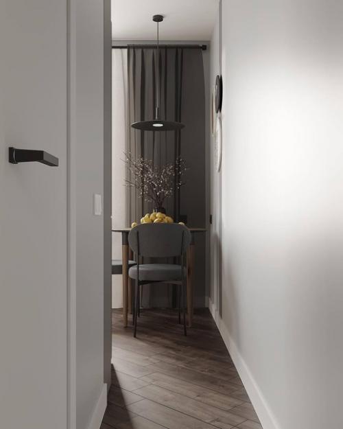 Эта квартира в сером монохроме с изысканностью и утонченностью оформлена. 06