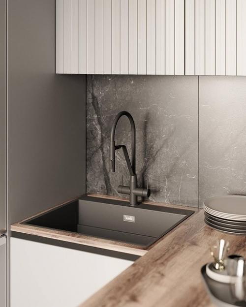 Эта квартира в сером монохроме с изысканностью и утонченностью оформлена. 04