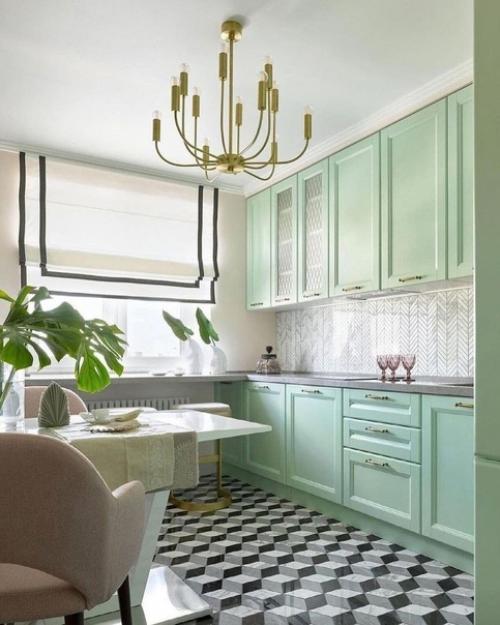 В дизайн кухонной зоны Тиффани выглядит весьма необычно. 01