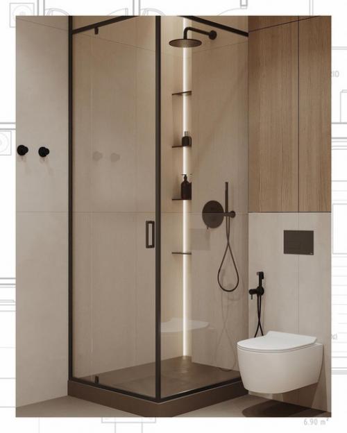 Эффектная, современная, эргономичная ванная комната при мастер спальне. 01