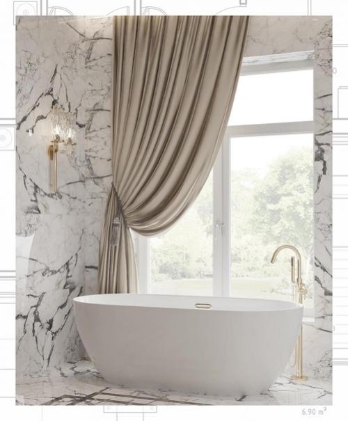 Интерьер ванной комнаты в загородном доме. 03