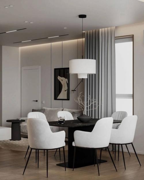 Лаконичный, с лёгким минимализмом интерьер кухни - гостиной. 04