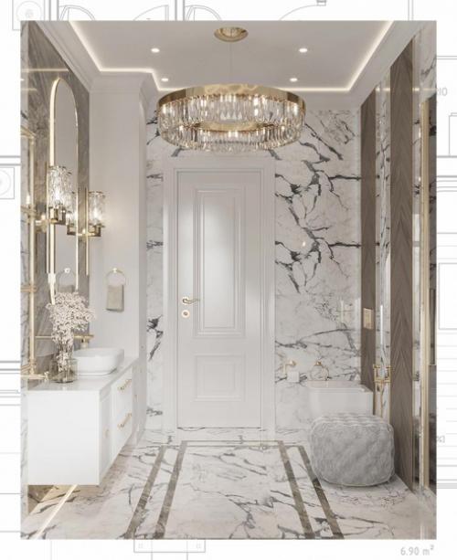 Интерьер ванной комнаты в загородном доме. 04