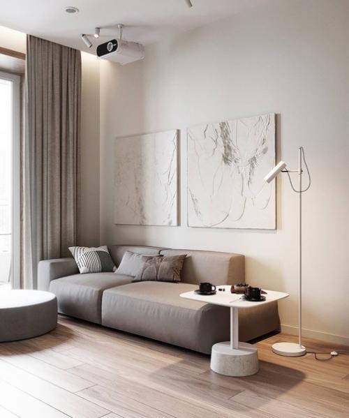 Интерьер кухни гостиной впечатляет своей светлой и лаконичной концепцией. 03