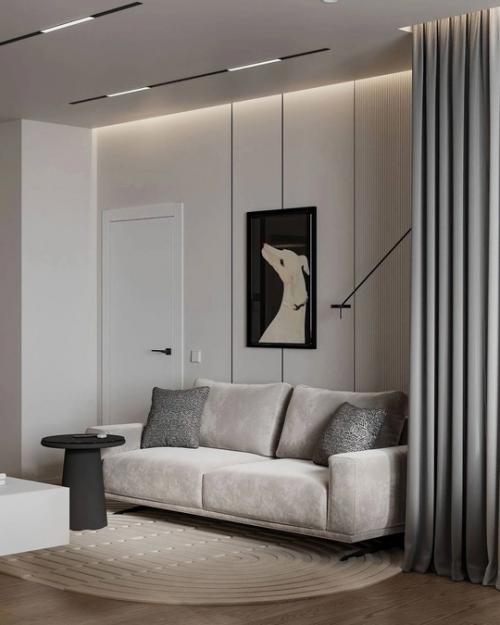 Лаконичный, с лёгким минимализмом интерьер кухни - гостиной. 02