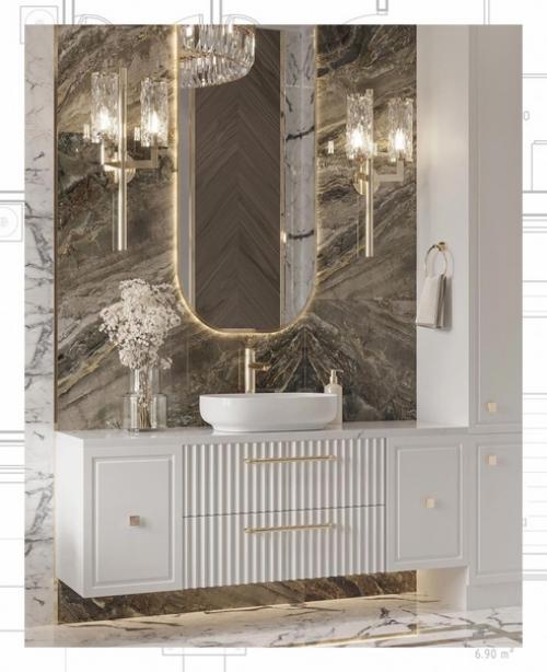 Интерьер ванной комнаты в загородном доме. 05