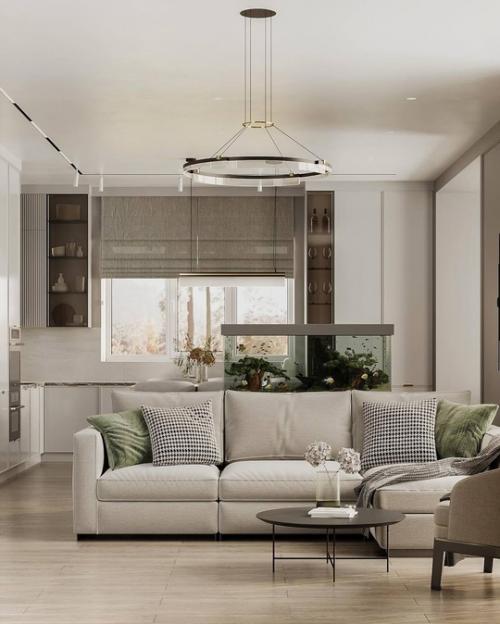 Стильный интерьер просторного загородного дома. 01