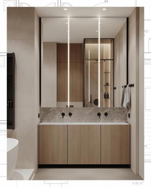 Эффектная, современная, эргономичная ванная комната при мастер спальне. 03