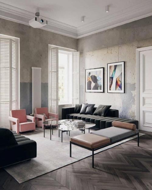 Как вам такой вариант отделки стен в интерьере квартиры ничего не навеяло? 04