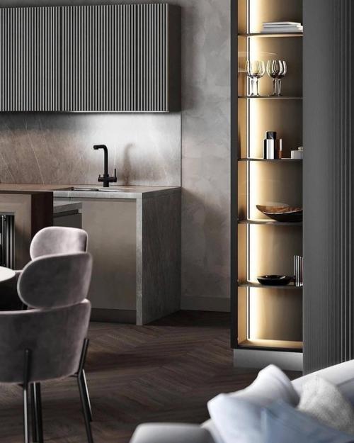 И следом мы хотим показать вам интерьер кухни в более тёмных серых тонах. 05