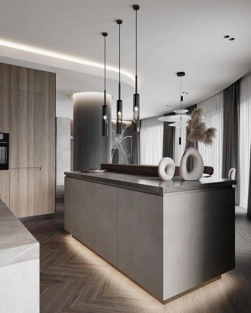 И следом мы хотим показать вам интерьер кухни в более тёмных серых тонах. 04