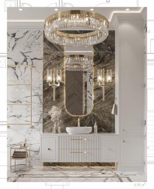 Интерьер ванной комнаты в загородном доме. 07