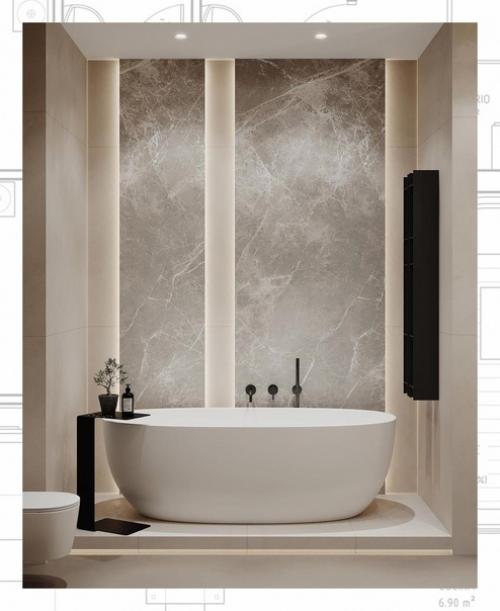 Эффектная, современная, эргономичная ванная комната при мастер спальне. 04