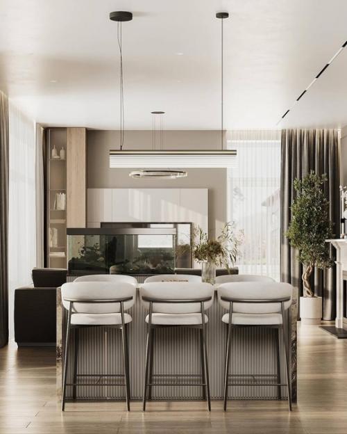 Стильный интерьер просторного загородного дома. 04