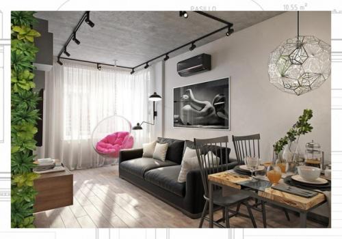 Дизайн проект однокомнатной квартиры 50 кв. 01