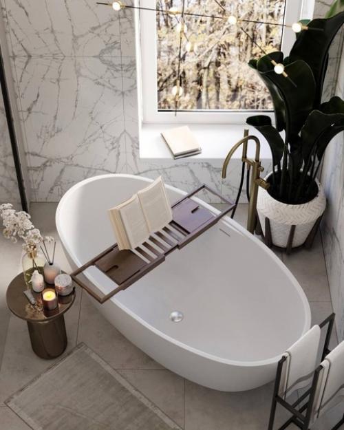 Классический стиль оформления ванной комнаты с интересным сочетанием цветовой гаммы. 04