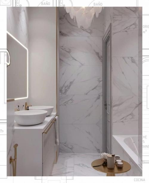 Керамогранит и стекловолокно в оформлении ванной комнаты. 04