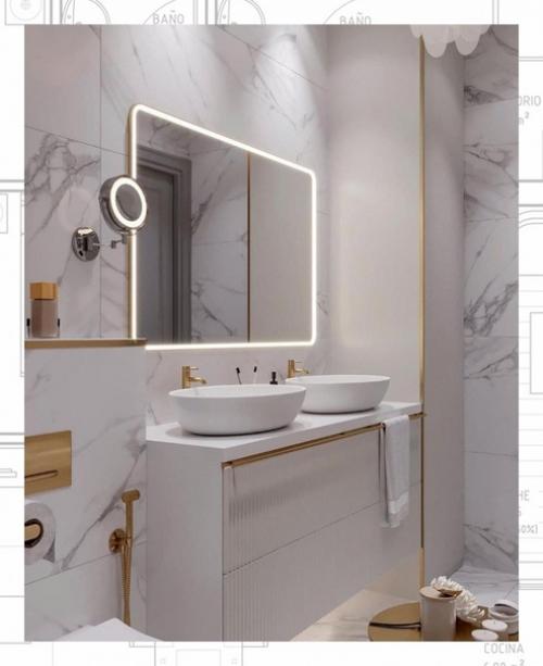 Керамогранит и стекловолокно в оформлении ванной комнаты. 02