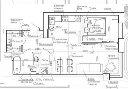 Дизайн проект однокомнатной квартиры 50 кв. 08