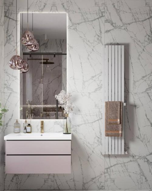 Классический стиль оформления ванной комнаты с интересным сочетанием цветовой гаммы. 02