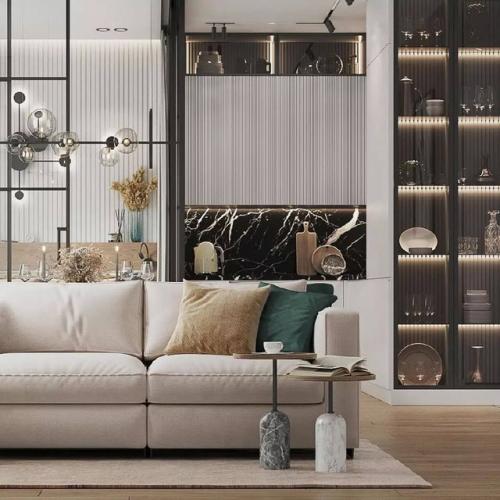 В этом интерьере основным пожеланием было сделать спальню за стеклом в гостиной. 04