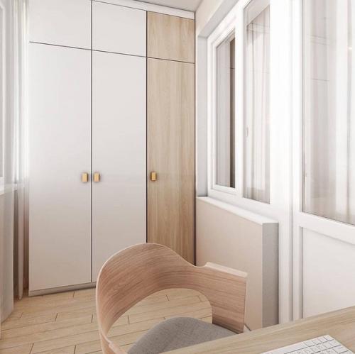 Бежево - голубая однушка с лоджией, переделанной в рабочую зону. 07