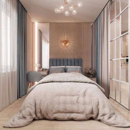 Бежево - голубая однушка с лоджией, переделанной в рабочую зону. 05