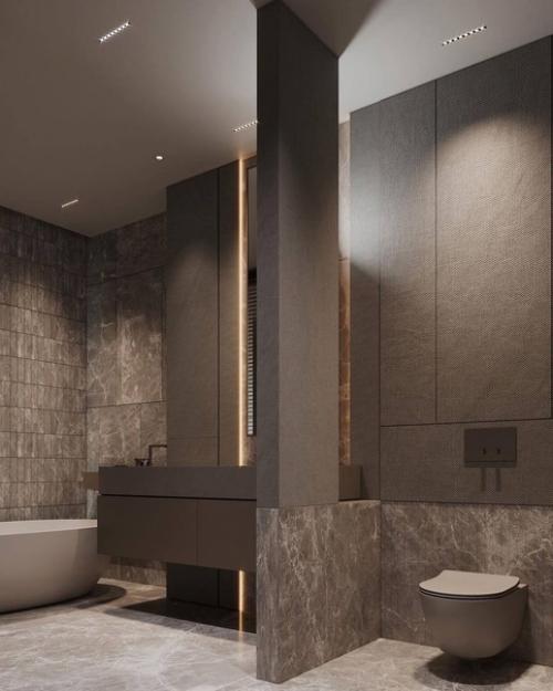 В ванной создали спокойную и расслабляющую атмосферу. 02