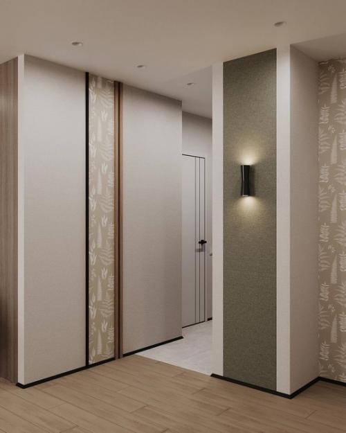 Кухня - гостиная 22, 6 квадратных метров с популярным зеленым акцентом. 07