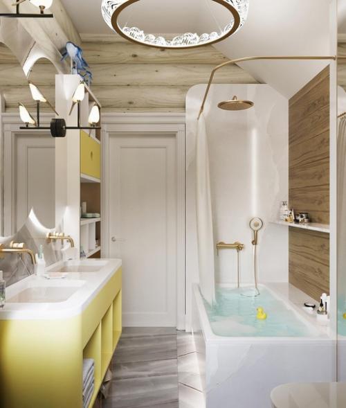 Школа ремонта.  Детская ванная комната в загородном доме. 01