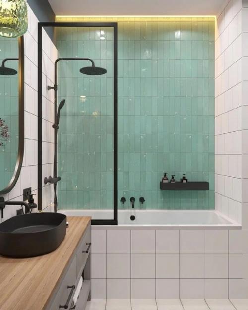 Уютная ванная комната, которая собрала в себя яркий стиль, приятные оттенки и атмосферу домашнего уюта. 01