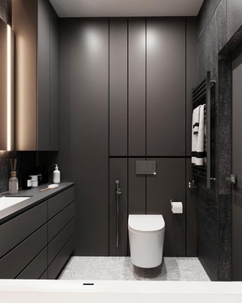 Стильный мужицкий дизайн - проект санузла в очень строгом стиле. 02