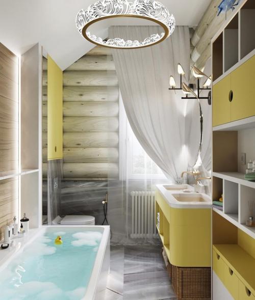 Школа ремонта.  Детская ванная комната в загородном доме. 02