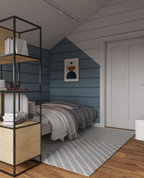 Очень крутой и уютный интерьер комнаты в мансарде. 02