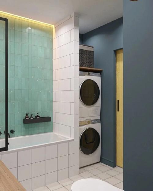 Уютная ванная комната, которая собрала в себя яркий стиль, приятные оттенки и атмосферу домашнего уюта. 03