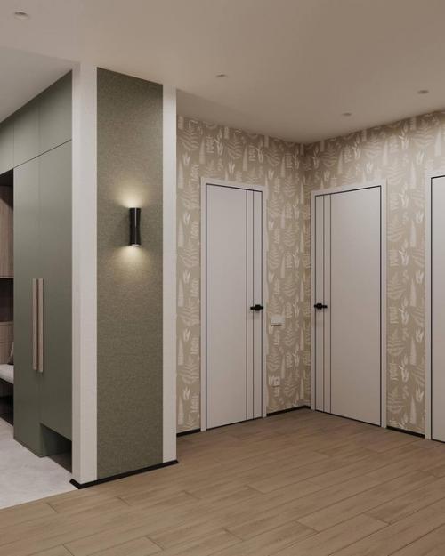 Кухня - гостиная 22, 6 квадратных метров с популярным зеленым акцентом. 09