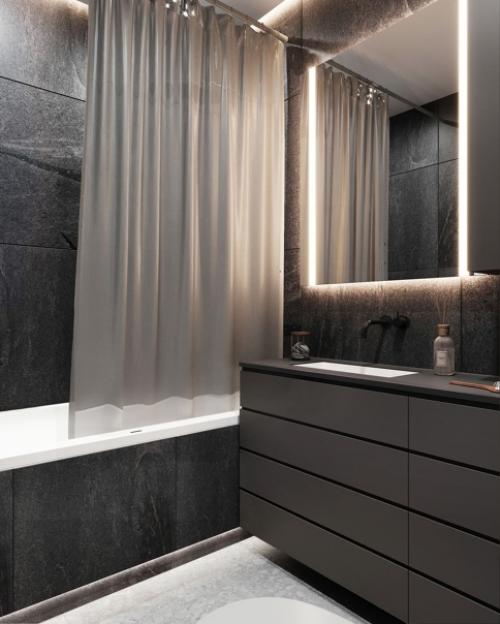 Стильный мужицкий дизайн - проект санузла в очень строгом стиле. 01