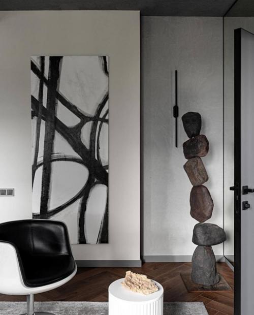 Современный интерьер в однокомнатной квартире для молодых и активных людей, которые ценят комфорт и функциональность. 06