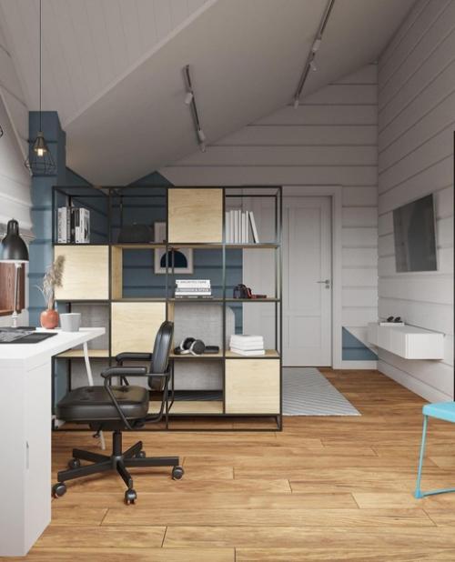 Очень крутой и уютный интерьер комнаты в мансарде. 05