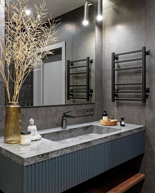 Современный интерьер в однокомнатной квартире для молодых и активных людей, которые ценят комфорт и функциональность. 07