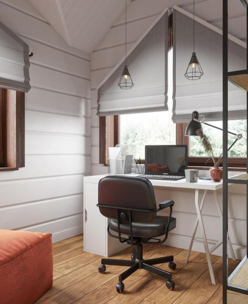 Очень крутой и уютный интерьер комнаты в мансарде. 03