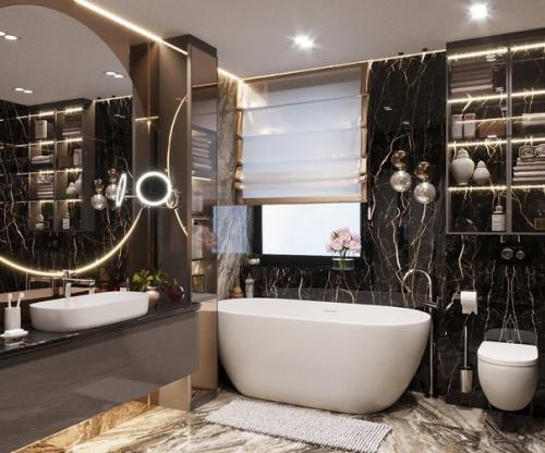 Школа ремонта.  Шикарная ванная комната. 03