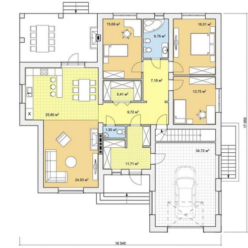Изысканный коттедж c гaражом и теpраcой. 01