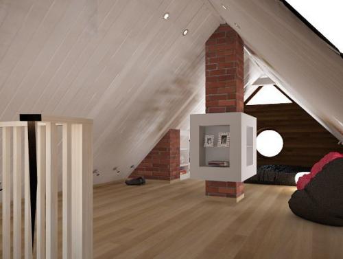 Просторная и светлая комната отдыха в мансарде. 03