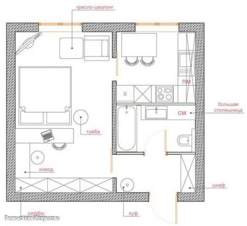 Однокомнатная квартира в панельном доме. 03 Однокомнатная квартира в панельном доме. 03